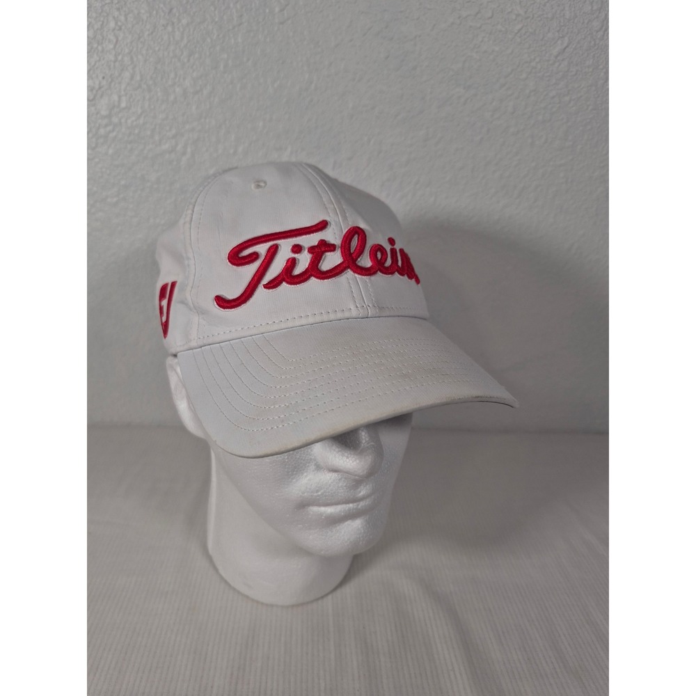 Titleist White Red FJ FootJoy Performance Golf Hat Adjustable Strapback Cap